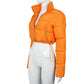 Faux PU Leather Y2K Bubble Puffer Winter Warm Jacket Women Long Sleeve Coats