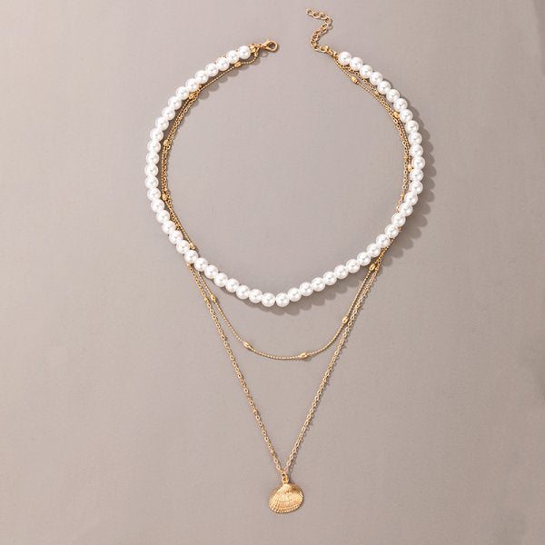 Collana a catena con clavicola girocollo in perle d'imitazione bianche grandi per gioielli da sposa da donna