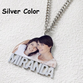 Custom Name Memory Necklace,Personalized Name Necklaces with Picture,Handmade Nameplate Necklace,