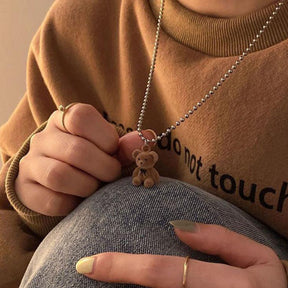 Cute Plush Bear Pendant Necklace Collar Jewelry