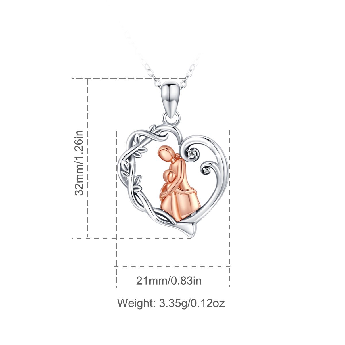 Nuovo argento sterling 925 Mamma e bambino abbracciano un ciondolo a forma di cuore in oro rosa Collane per mamma Regali di compleanno per bambini Fine Jewelr