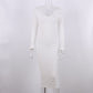 Sexy Bodycon Midi Woman Dress Knitted Long Sleeve V Neck Party Elegant Robe Women's Dresses