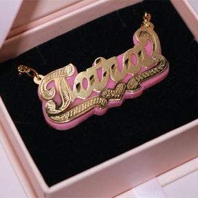 Customized Double Gold-plated Custom Name Necklace Custom Acrylic Pendant Necklace