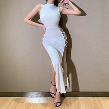 Elegant Black Sleeveless Bandage Dress for Women Club Party Backless Tank Dresses