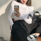 T-Shirt Frauen Design Brusttyp Crop Tops Herbst neue dünne lange Ärmel