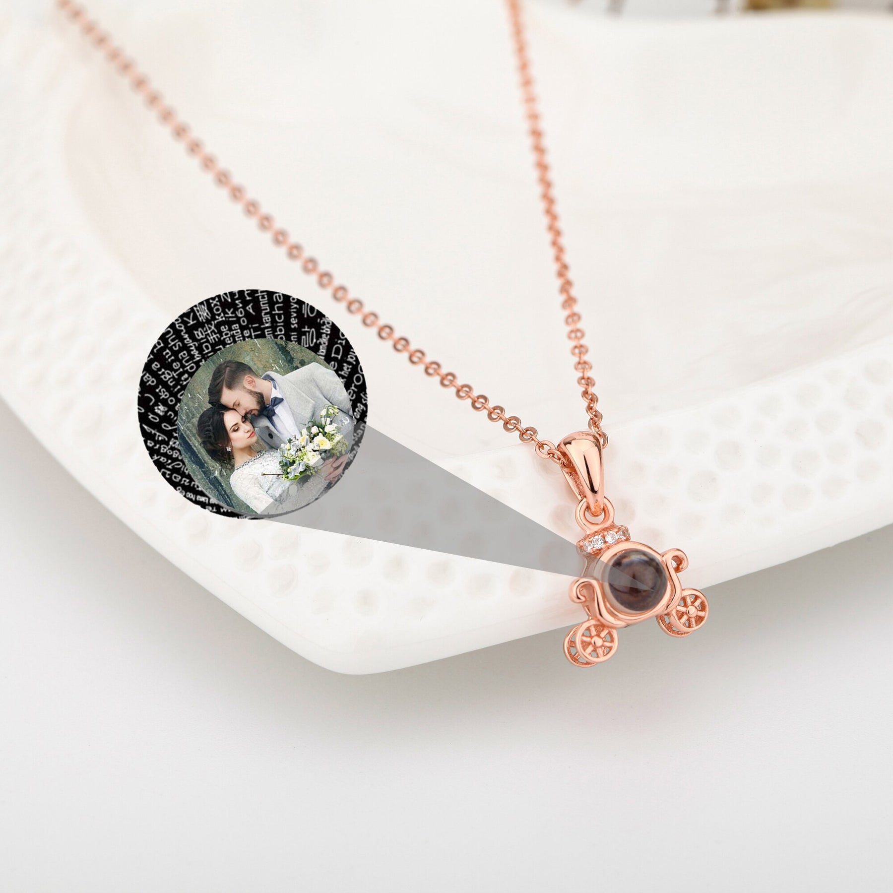 Customized 925 Silver photo Projection Necklace Couple Memory Gifts