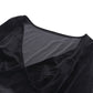 Ins Goth Sexy Women Gothic Crop Top Flare Long Sleeve Lace Hollow Out Black  V-neck T-shirt