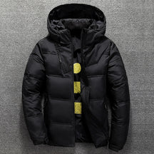 Duck Down Jacket Men Winter Warm Solid Color Hooded Jackets Outdoor Coat