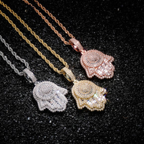 Hand Pendant Necklace With Tennis Chain Cuban chain Gold Silver Color Iced Out Hip Hop Rock Jewelry