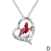 Cardinal Bird Pendant Necklace For Women Vintage Letter Always in my heart Dangle Necklace