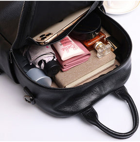 Genuine Real Cowhide Leather Backpack High Quality Women's Bag Durable Dirty Student School Bag