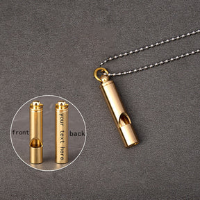 Engraved Text Brass Whistle Necklaces Custom Phone Number Children Anti-lost Necklace