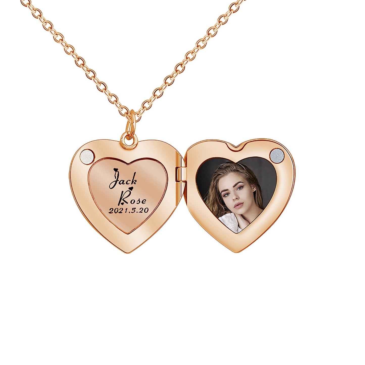 Personalized Picture Open Heart Locket Shape Necklace Custom Photo Text Pendant Jewelry
