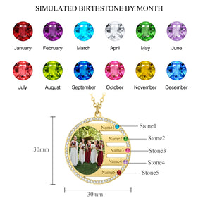 Personalized Name Necklace For Family Gift Birthstone Crystal Pendan