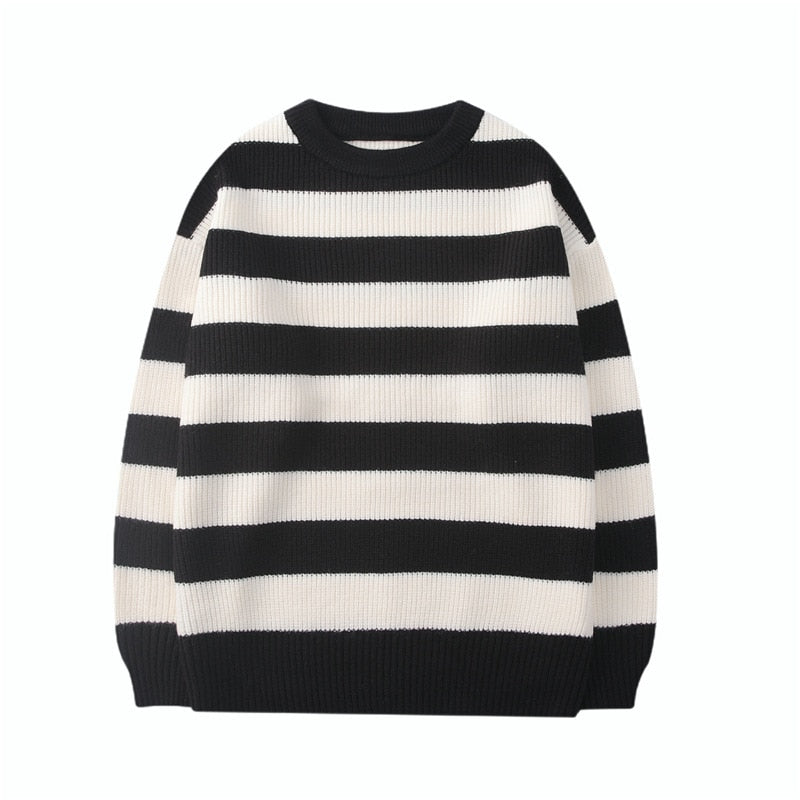 Autumn Winter Knitted Striped Sweater Casual Oversized Pullovers Sweaters