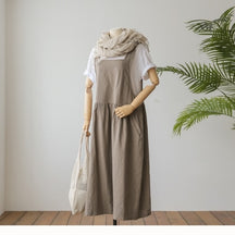 Spring and Summer Sleeveless Robe Dress Ladies Dress Plus Size XL- 5XL Cotton Linen Wome