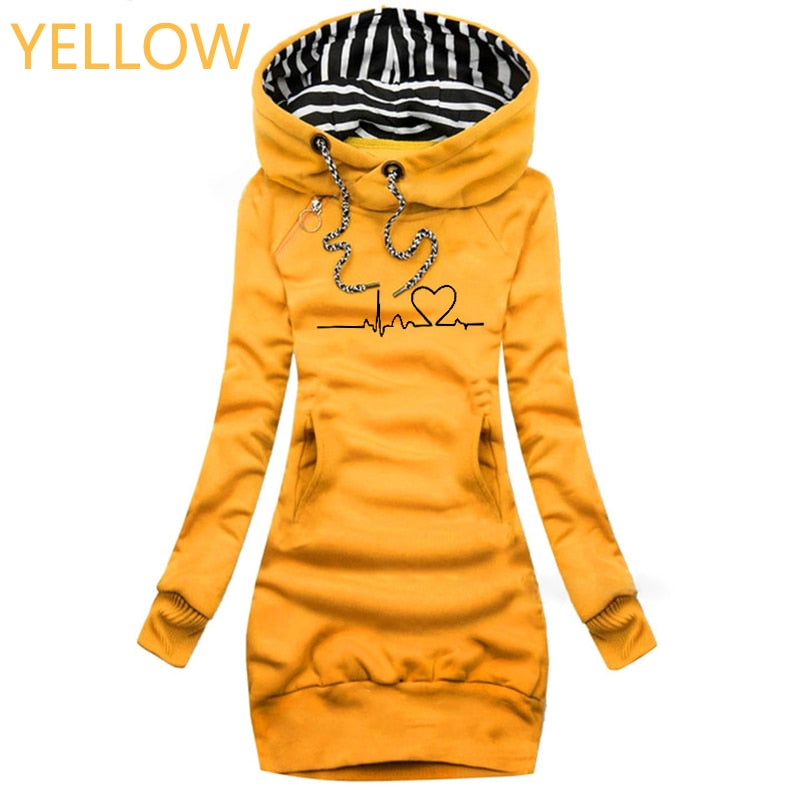 Autumn and Winter Women Dresses Long Sleeve Hoodie Dress for Women Pullover Hooded Dresses