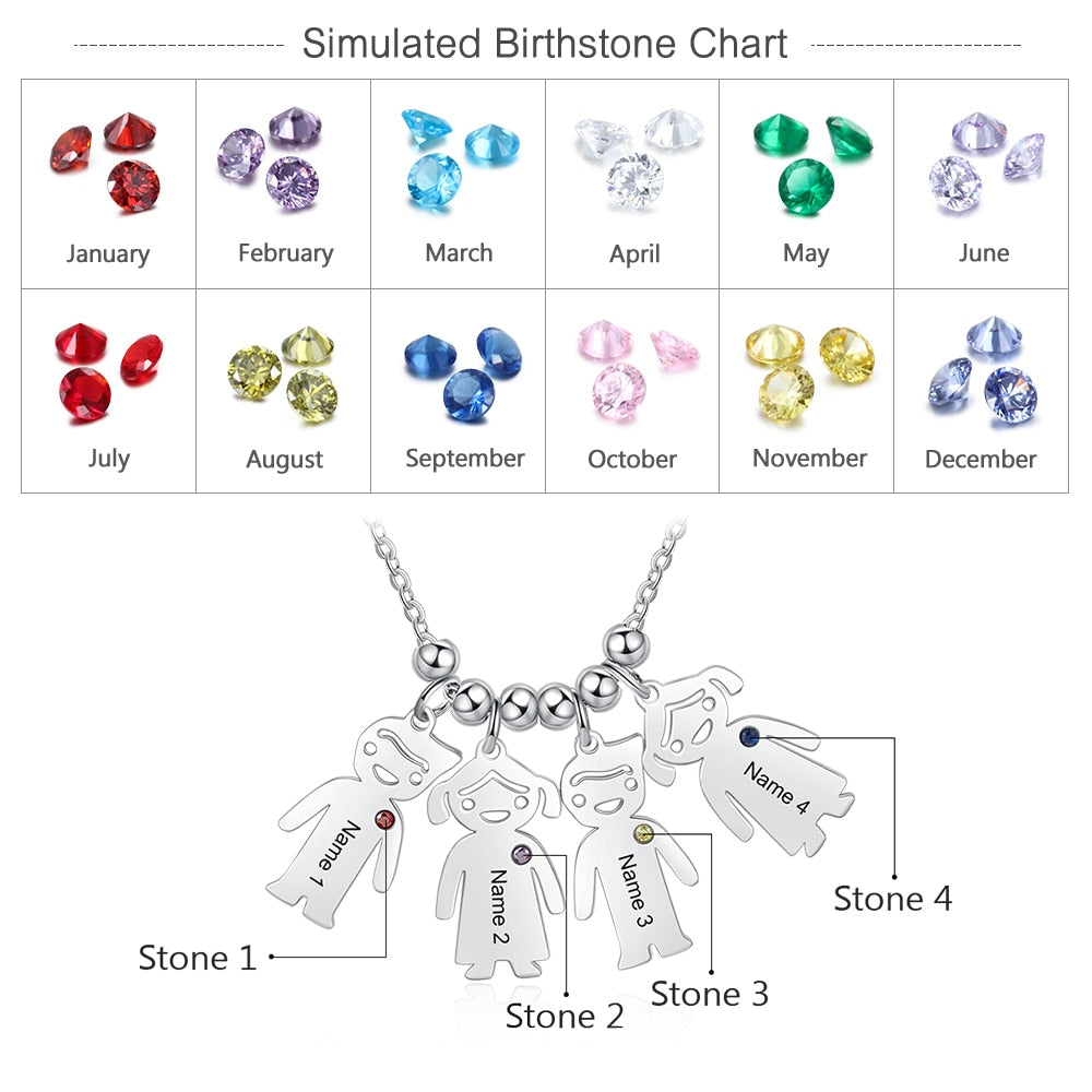 Junge Mädchen Anhänger Namenskette Customized Birthstone Schmuck Geschenk