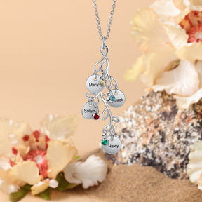 Collana con nome dell'albero genealogico personalizzato da donna