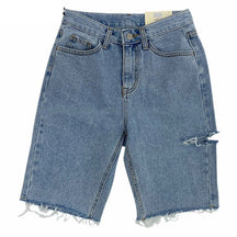 Women High Waist Riped Button Up Female Denim Shorts Jeans