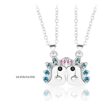 2Pcs/Set Magnetic Couple Necklace Unicorn Shaped Magnet Couple Necklace Jewelry