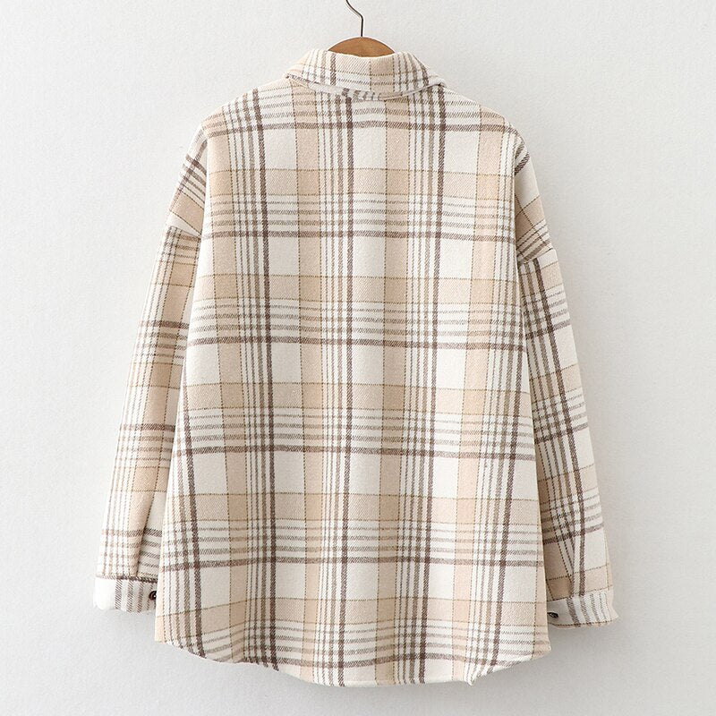 Velvet Thicken Plaid Shirts Blouses Autumn Winter Warm Shirts