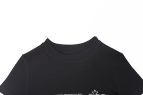 Punk Vintage Rhinestone Spider Goth Graphic T Shirt Women Y2k Style Crop Top O-neck Tshirt