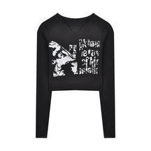 Knitted Crop Top Vintage Aesthetic Letter Printed Long Sleeve T-Shirts Sexy Slim Fit Tee Tops