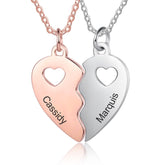 Nome Incisione Collana BFF Ciondoli coppia cuore colore argento oro rosa personalizzati