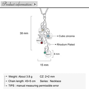 Collana con nome dell'albero genealogico personalizzato da donna