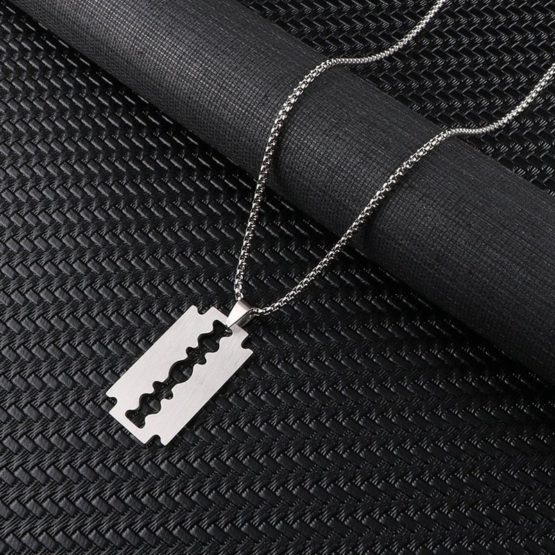 Hip Hop Blade Pendant Necklaces Razor Necklace