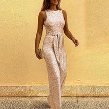 Women Sleeveless Sequin Glitter Shiny Jumpsuit Trousers Sexy Slim Fit Backless Romper