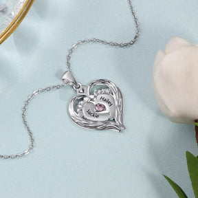 Collana personalizzata per i piedi del bambino con ciondolo a forma di cuore portafortuna