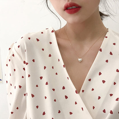 Beads Women's Neck Chain Kpop Pearl Choker Necklace Gold Color Jewelry On The Neck Pendant