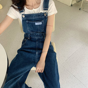 Denim Jumpsuit Women Baggy Jeans Jumpsuits High Waist Wide Leg Overalls Trousers