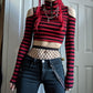 Goth Print Tops Stripe Cute T-Shirts Dark Academia Techwear Button Up V Neck Half Sleeve Sweat Shirts