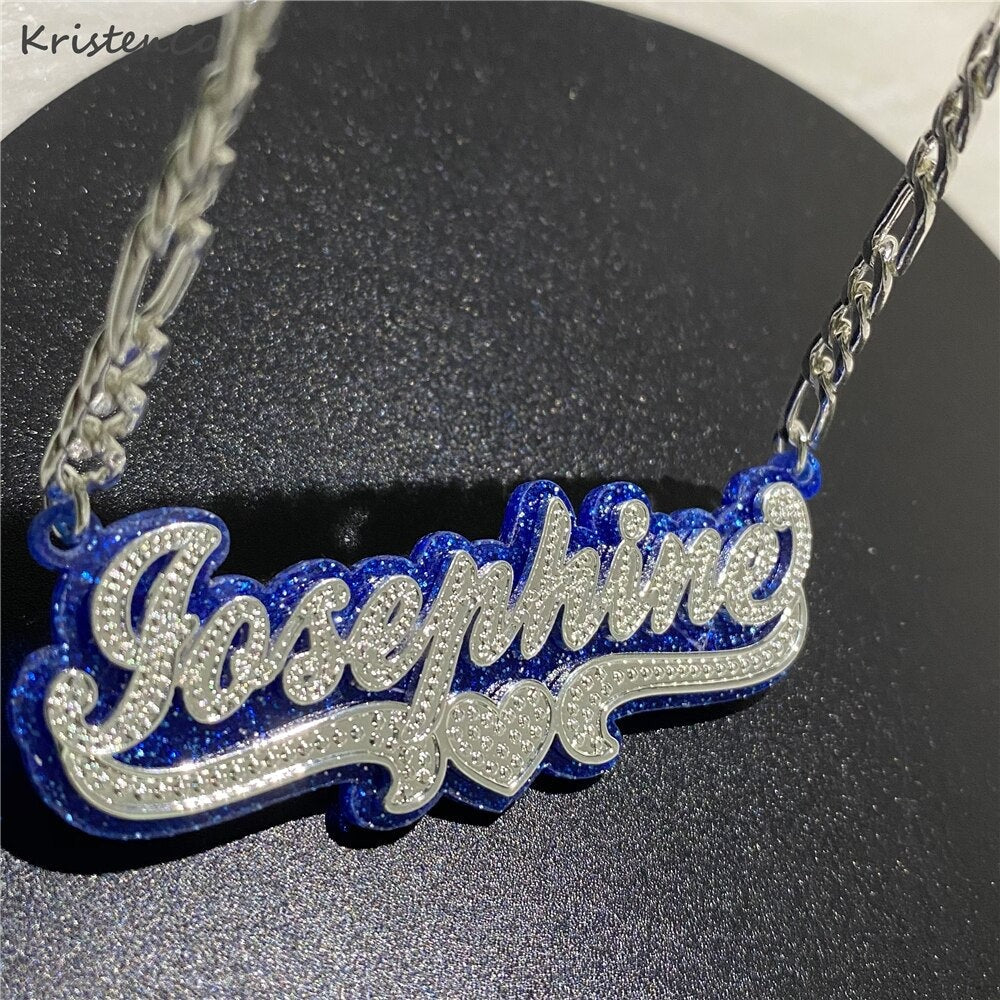 Customized Double Gold-plated Custom Name Necklace Custom Acrylic Pendant Necklace