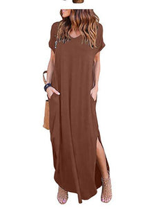 Plus Size 5XL Abito da donna sexy Estate 2022 Maxi abiti casual a maniche corte solidi