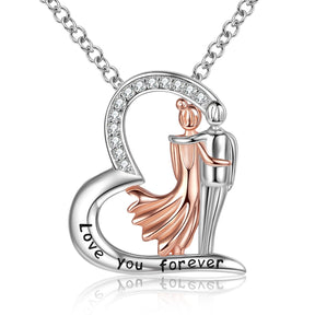 Rose Paar Herz Liebe Anhänger Kette 925 Sterling Silber Ehemann umarmt Ehefrau Halskette für Frauen Edlen Schmuck Valentinstag Geschenk