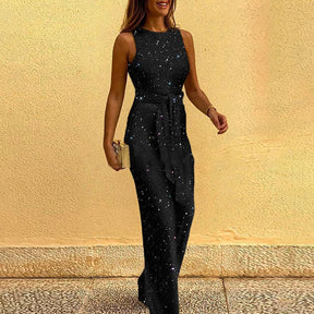 Women Sleeveless Sequin Glitter Shiny Jumpsuit Trousers Sexy Slim Fit Backless Romper