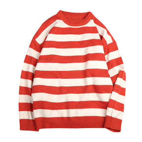 Autumn Winter Knitted Striped Sweater Casual Oversized Pullovers Sweaters