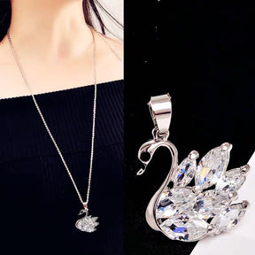 Collier Femme Lange Graue Kristallhalsketten und Anhänger für Damen Runde Statement-Halskette