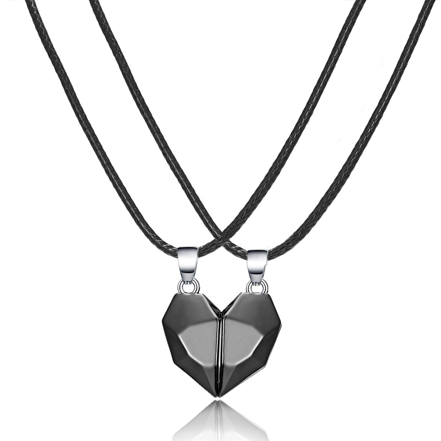 Collana magnetica sfaccettata a distanza per amanti della collana con ciondolo a forma di cuore punk da 2 pezzi