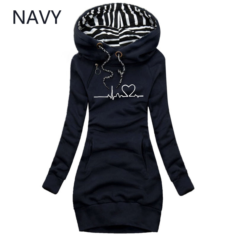 Autumn and Winter Women Dresses Long Sleeve Hoodie Dress for Women Pullover Hooded Dresses