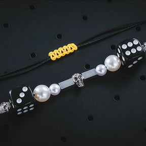 Punk Fashion Rock Pearl Smiley Skull Rope Adjustable Choker Lucky Dice Beaded Streetwear Necklaces