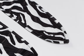 Zebra stampa manica lunga scollo a V fasciatura sexy mini abito streetwear abiti da festa