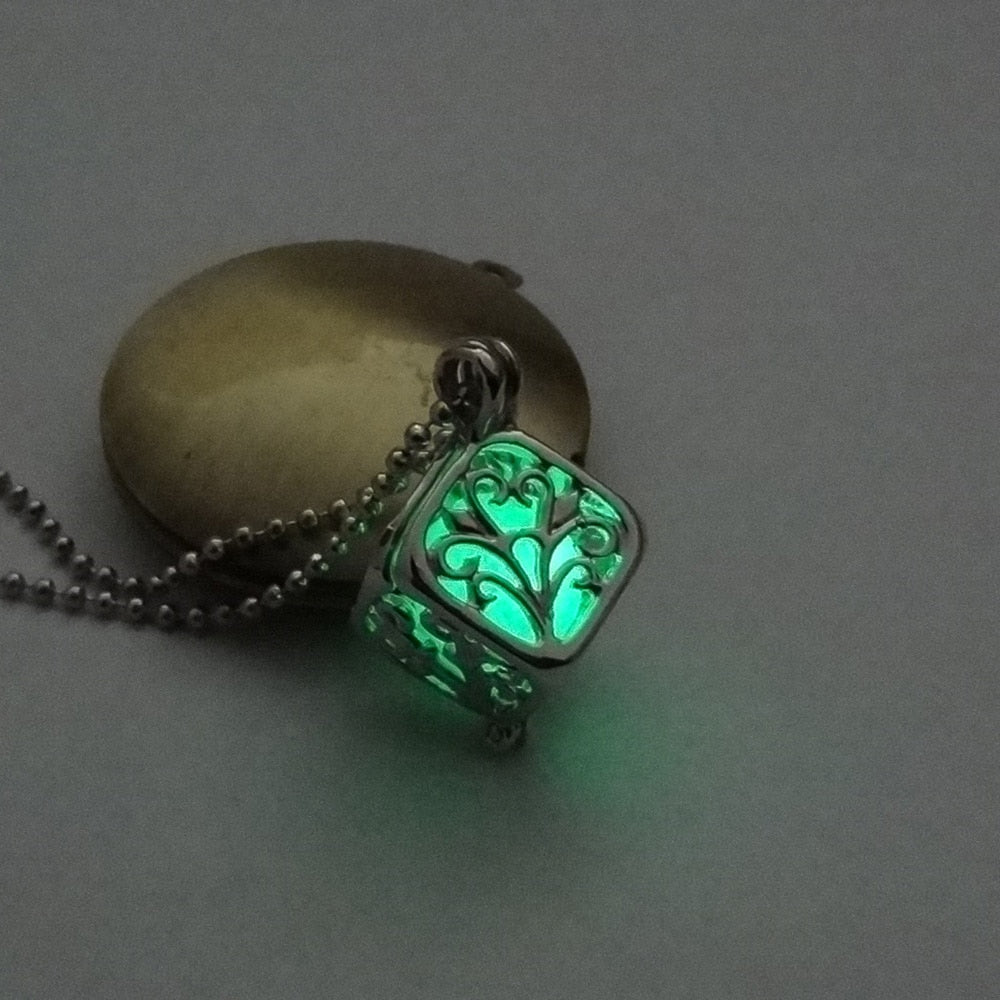 Hollow Luminous Stone Gem Charm Jewelry Pendant Necklace Gifts