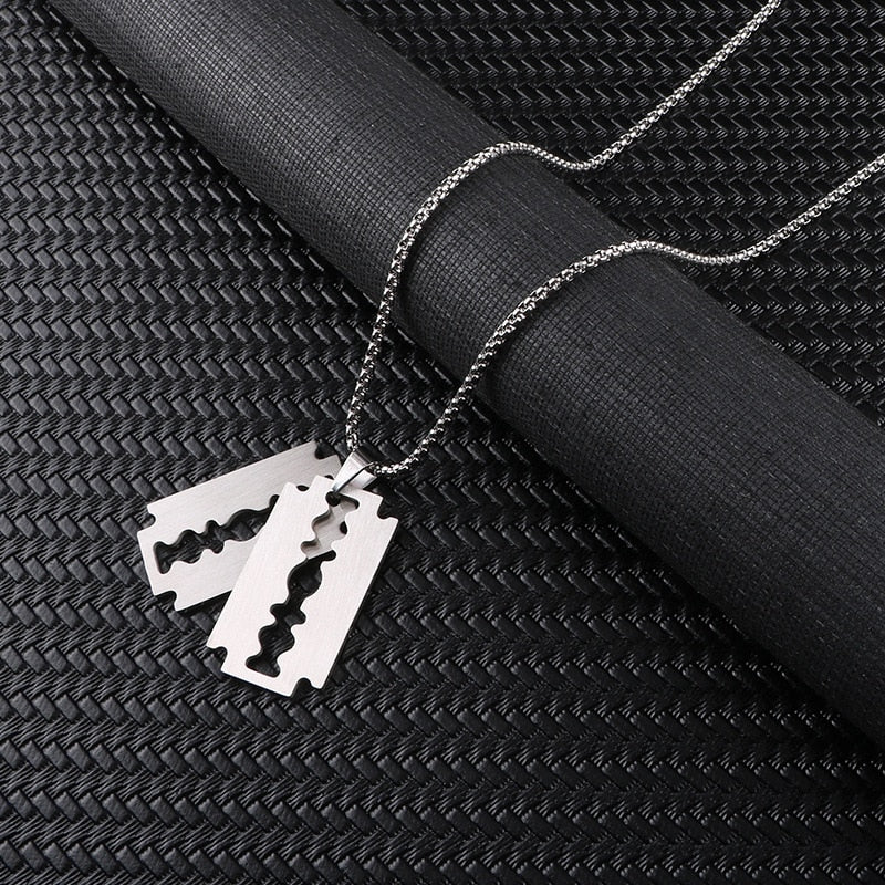 Hip Hop Blade Pendant Necklaces Razor Necklace