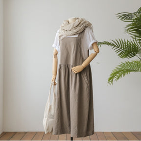 Spring and Summer Sleeveless Robe Dress Ladies Dress Plus Size XL- 5XL Cotton Linen Wome