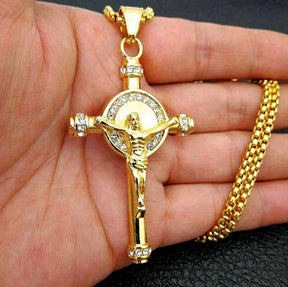 Personality Creative Jesus Cross Amulet Pendant Rock Casual Gift Catholic Christian Necklace